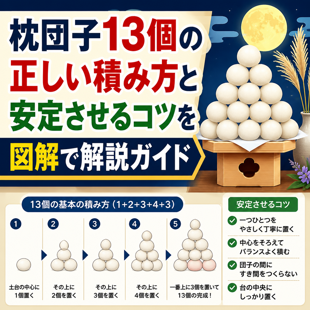 枕団子13個の正しい積み方と安定させるコツを図解で解説ガイド