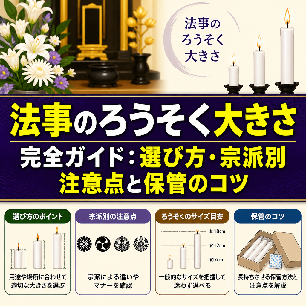 法事のろうそく大きさ完全ガイド：選び方・宗派別注意点と保管のコツ