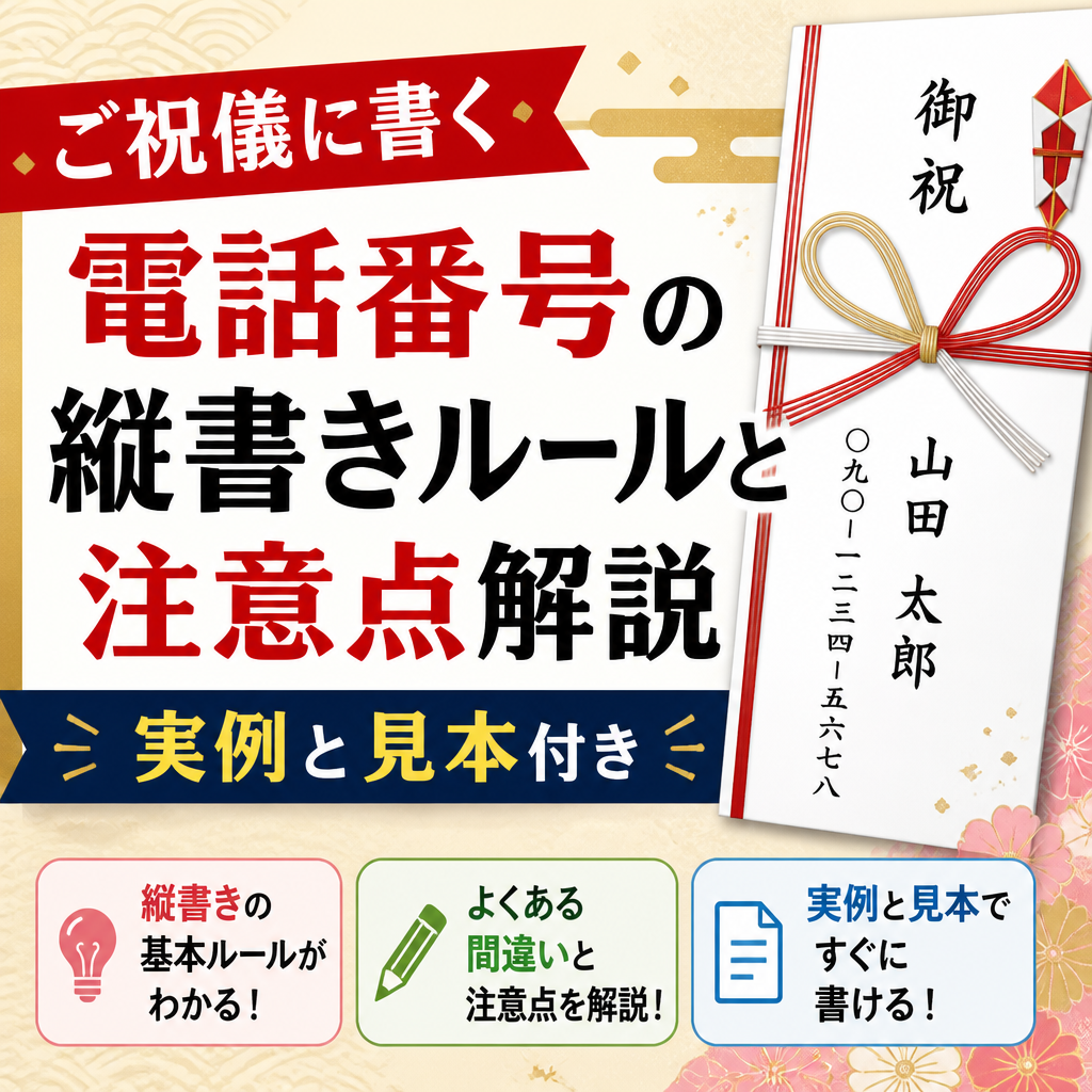 ご祝儀に書く電話番号の縦書きルールと注意点解説実例と見本付き
